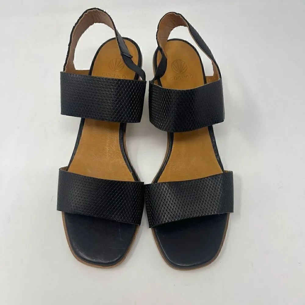 Coclico Black Bedford Block HeelβGrabadoβTalcoβSlip-OnβSandalβSizeβ38.5